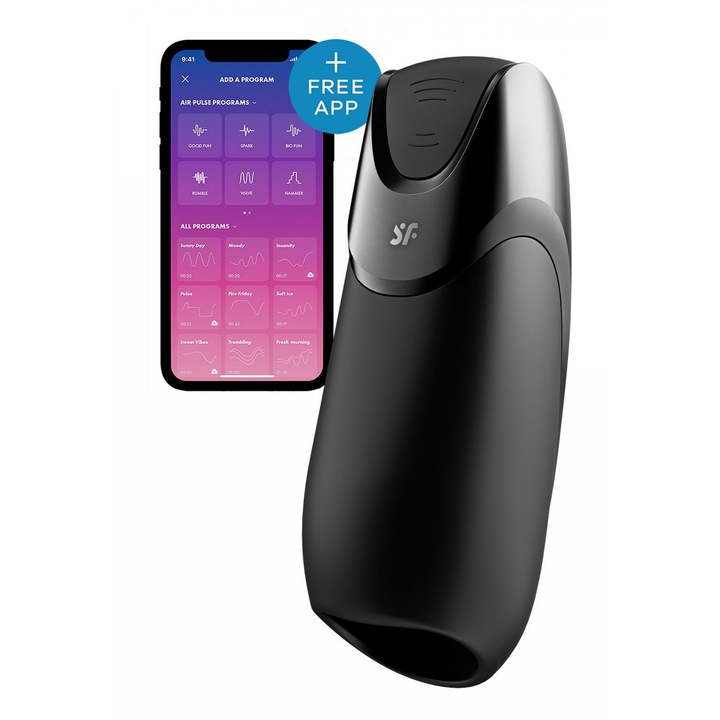 Вибратор Satisfyer Power, черно-сребрист, мек силикон, 14 програми за вибрация, USB зареждане