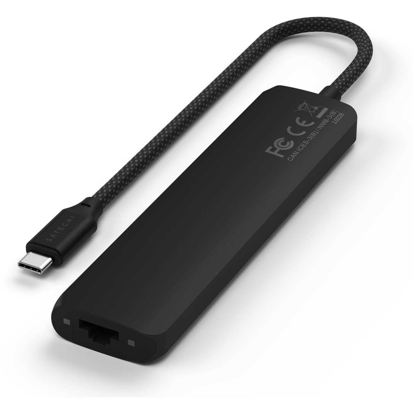 Adaptor Satechi USB-C, Multiport 7-in-1, Ethernet, Slim, negru