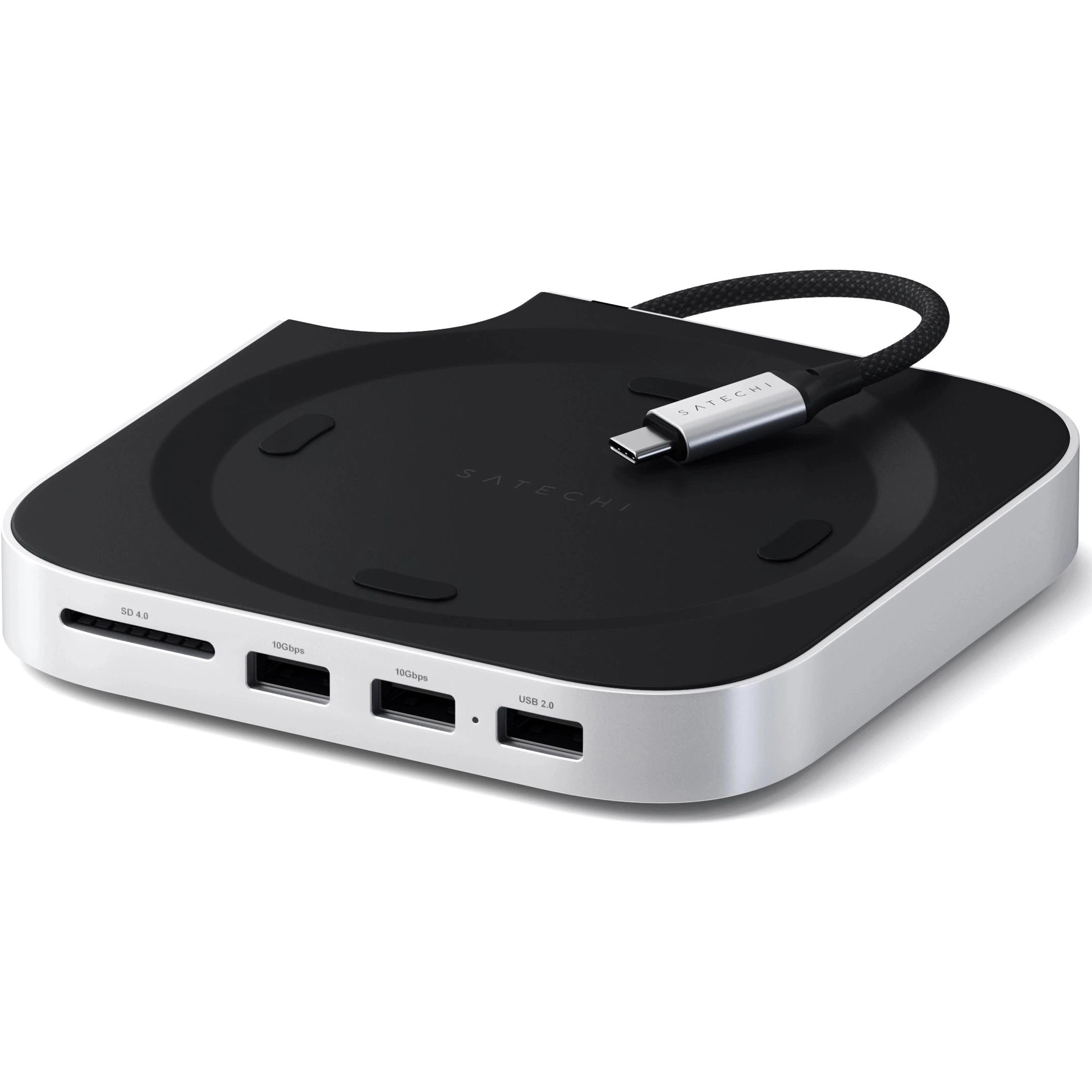 Suport Satechi si Hub pentru Mac, Mini, M4 cu slot SSD, alb - eMAG.ro