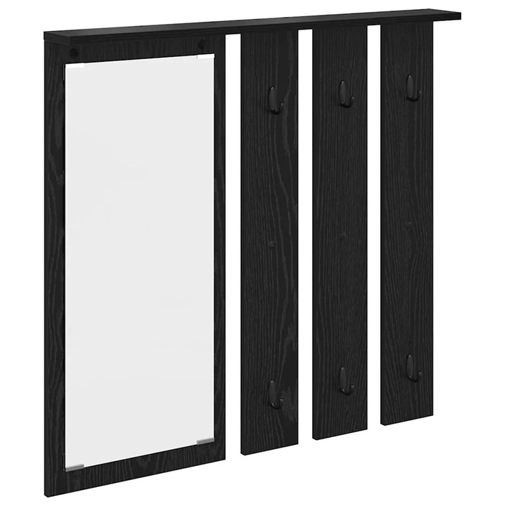vidaXL Fali Kabáthorog polcokkal Musta tammi 84 x 10 x 80 cm Faanyag 874492