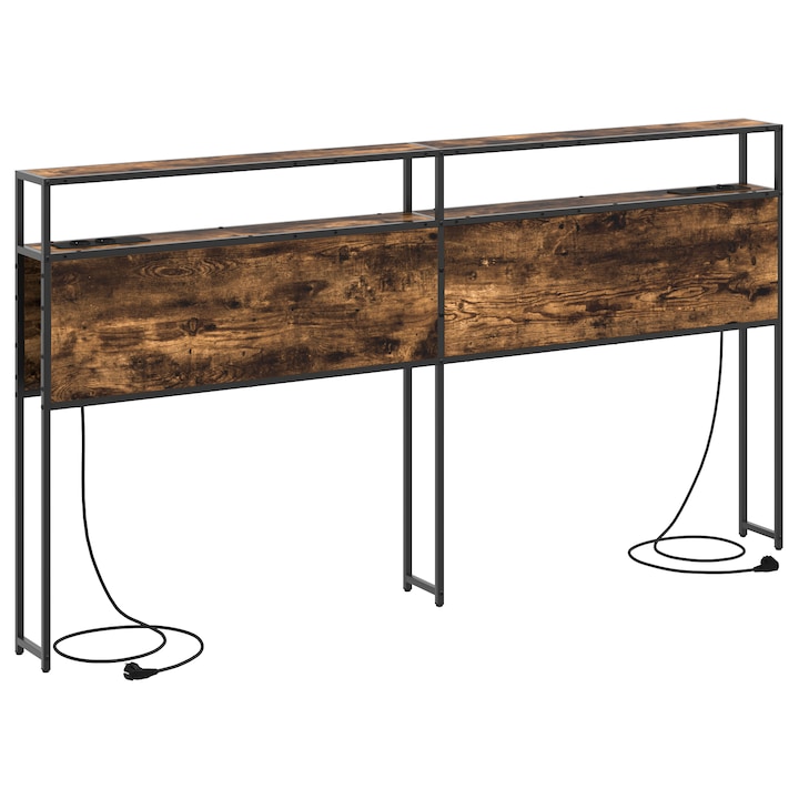 Tablie de pat cu depozitare VidaXL, stejar afumat, 200 cm