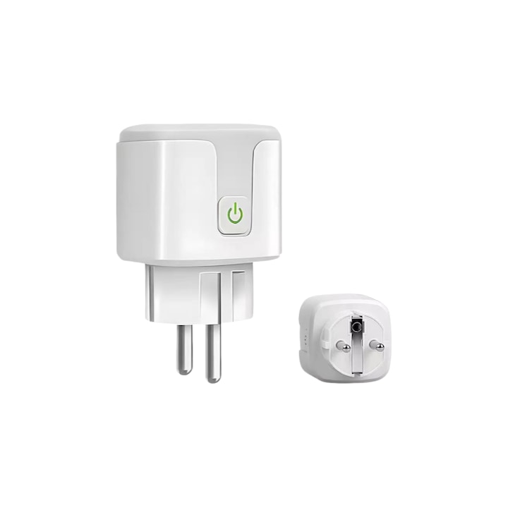 Priza inteligenta, WiFi, 20A, control prin aplicatie mobila, statistici de alimentare, plug and play, compacta si portabila, alba