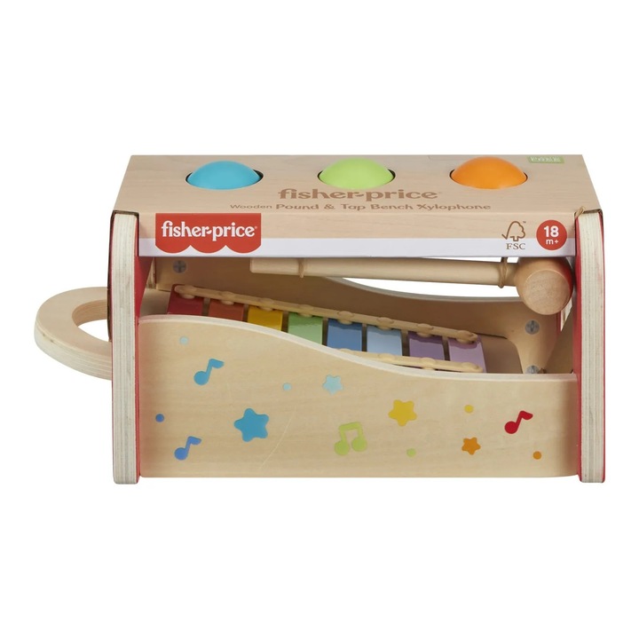 Faütővel és xilofonnal ellátott pad, Mattel, interaktív tevékenységek, többszínű