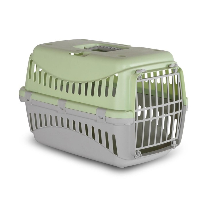 Cusca Transport pentru Pisici si Caini Medii, Iepuri, Plastic Reciclat, Design (M - cca. 58x38x38h cm) - Sigura, Ventilata & Eco-Friendly