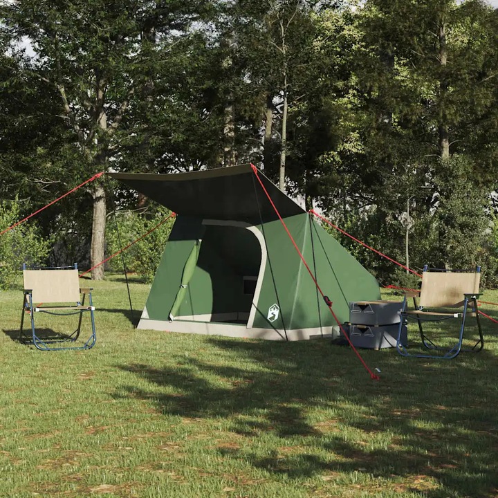 Cort camping VidaXL, verde, 223x163x130cm, impermeabil, portabil