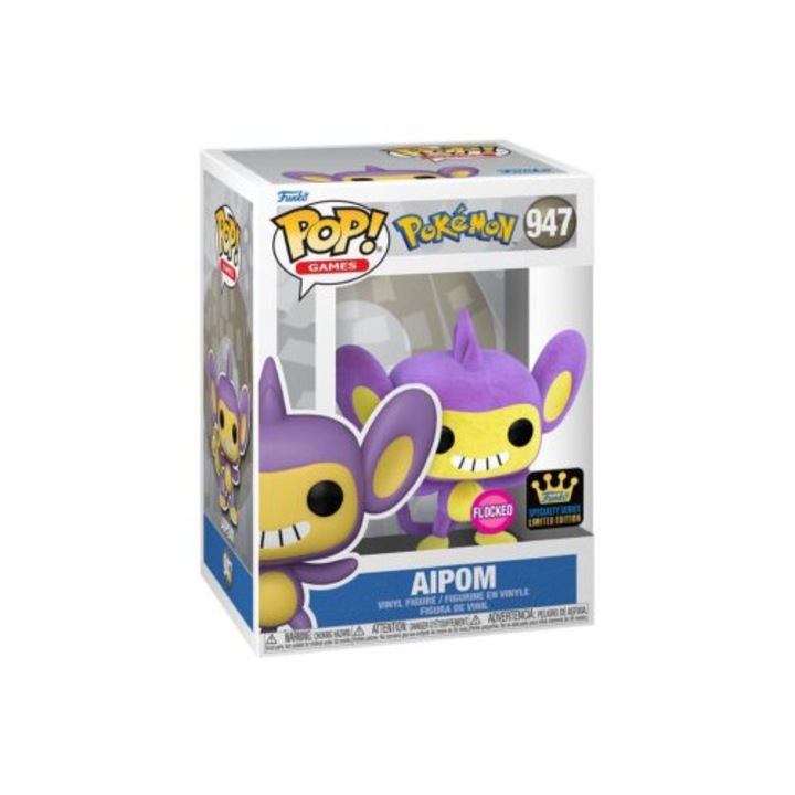 Figurina Funko POP Pokemon 947 Aipom Flocked/GLOW, multicolor, 9cm, set colectionabil