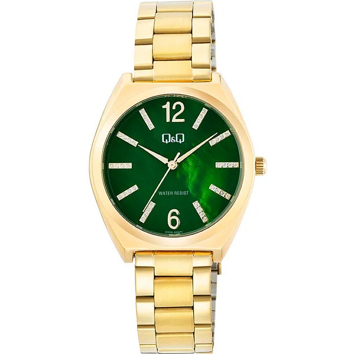 Ceas analog de dama, Q&Q, Auriu/Verde