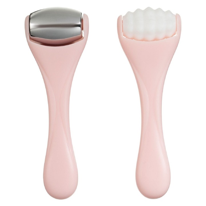 Set de instrumente pentru masajul fetei si ochilor, roz, 8x2x14cm