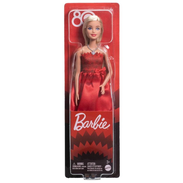 Barbie Fashionista 80. évfordulós rubinvörös baba (jgd25)