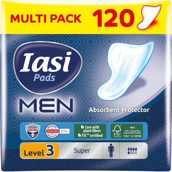 Комплект 120 подложки за инконтиненция IASI Men Super Level 3, ultra