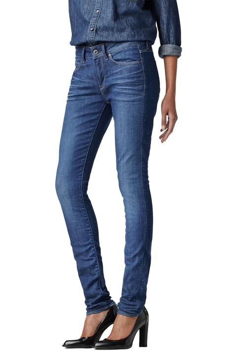Blugi de damă G-Star RAW 3301 CONTOUR HIGH SKINNY, Talie medie, Patru buzunare, Albastru inchis, W27-L34