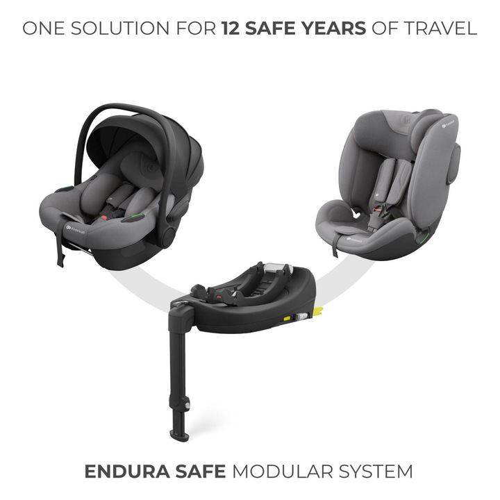 Kinderkraft I-lite Autósütés Isofix Endura Safe FX Alappal, Szürke - Szürke
