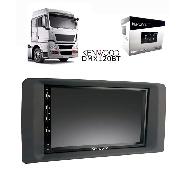 Kit Multimedia Player Kenwood pentru MAN TGX, TGA, TGS, TGE, TGM 2007-2020 cu USB/Bluetooth/Mirroring pentru Android/Display cu touch screen 6.8”/Microfon extern/Rama adaptoare MAN