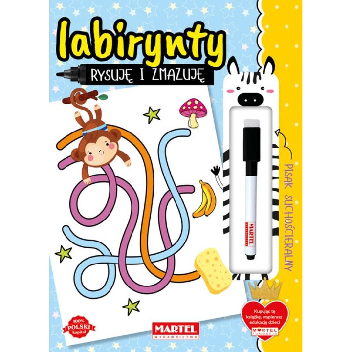 Joc educativ Martel, Rysuje i zmazuje, labirinturi, 1 flamaster, multicolor