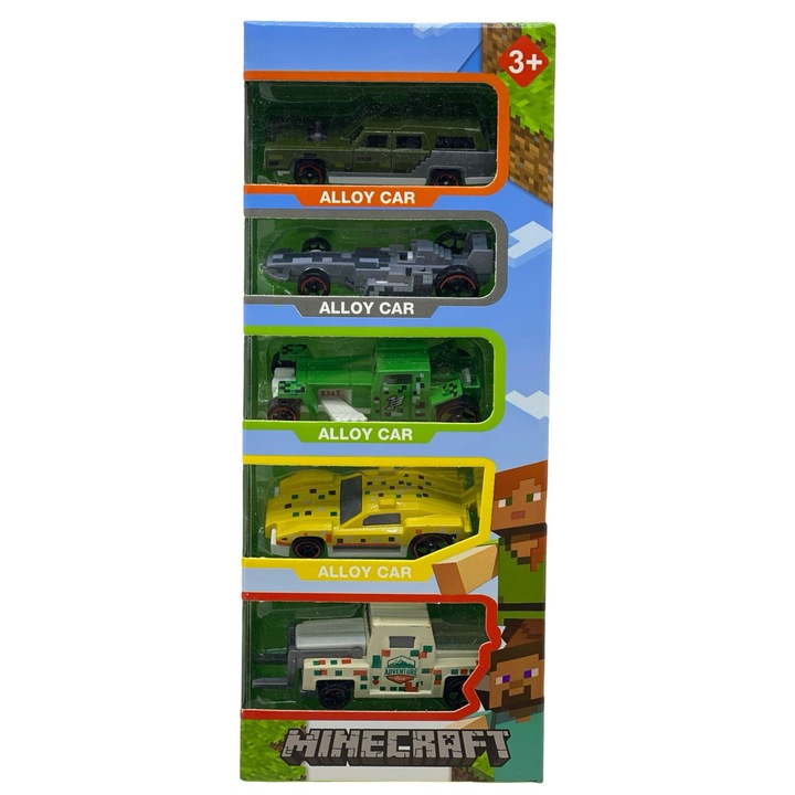 5 darabos Minecraft fém autó készlet