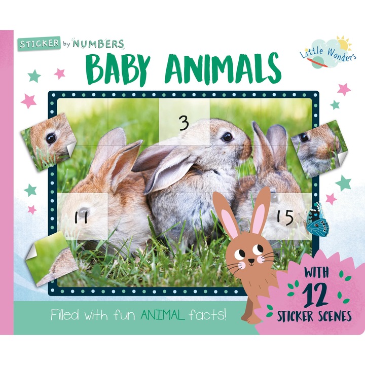 Детска книга, NPP, Бебета животни - Детска книжка със стикери по номера, 3+ години