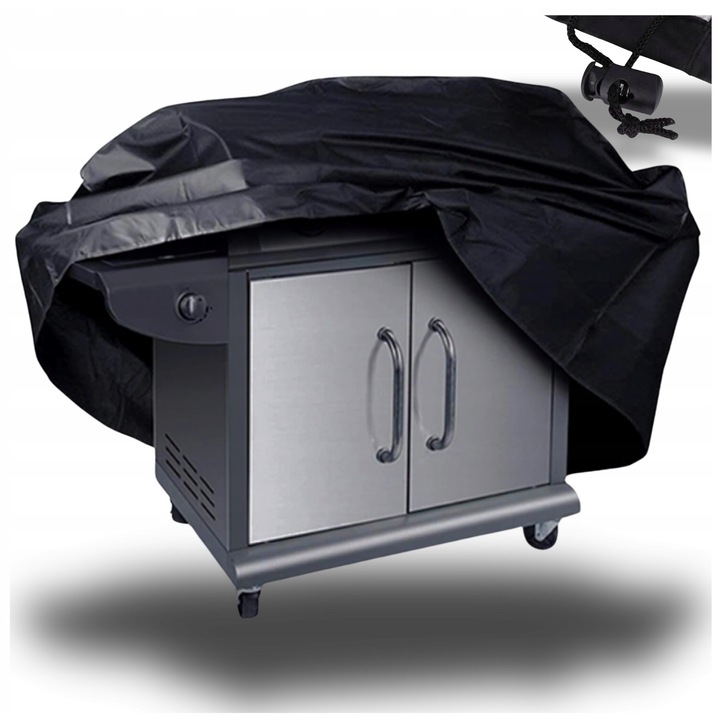Husa de protectie pentru grill, mobilier, biciclete, impermeabil, UV, 145x61x117 cm, neagra, set cu etui