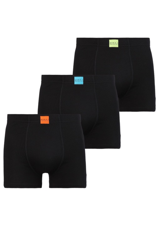 Boxeri barbatesti clasici mulati cu patch decorativ, set 3 bucati, negru, Negru