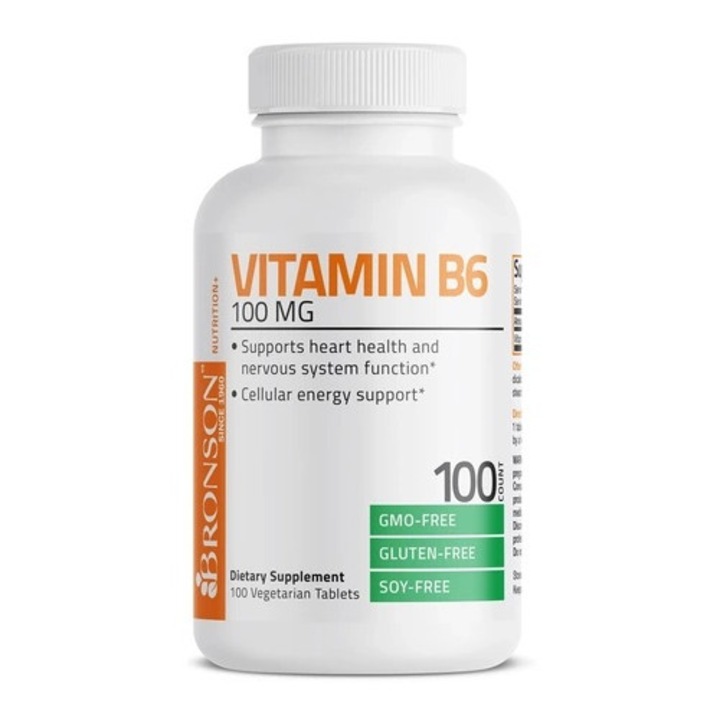 Vitamina B6 100 mg, 100 tablete vegetale, Bronson