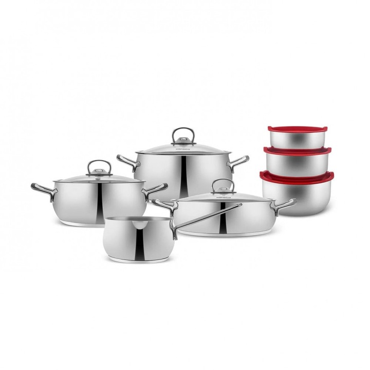 Set de oale inox 13 piese Karaca Pisir & Sakla V2, argintiu, compatibil inductie