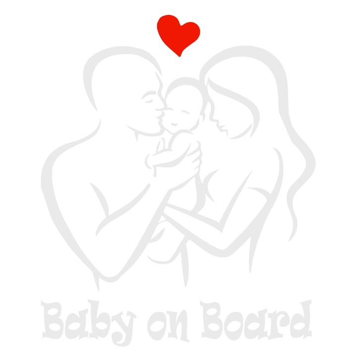 Sticker Happy Family, familie fericita, baby on board, 20cm, alb
