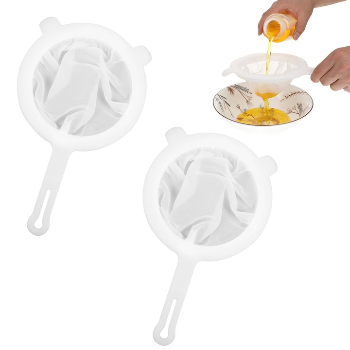 Set de 2 site ultrafine, TREXORA, robuste si durabile, maner pentru agatare, nailon, PP, alb