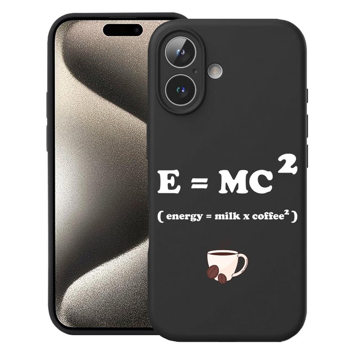 Силиконов калъф BestCase за Apple iPhone 16 Plus, Energy = Coffee X Milk, SLIM 1.2MM, Microfiber interior, Premium Soft Liquid Silicon, Black, 1828634 PB 1856