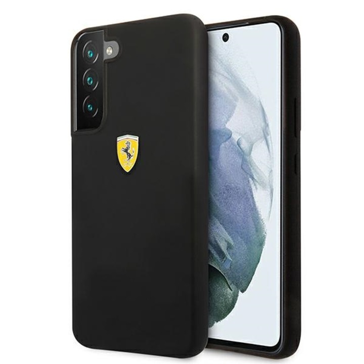 Husa telefon Ferrari On Track Silicone, neagra, pentru Galaxy S22+ S906, material silicon, design minimalist