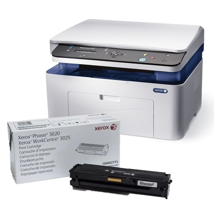 Монохромно лазерно мултифункционално устройство Xerox WorkCentre 3025B и консуматив Xerox 106R02773 black, A4