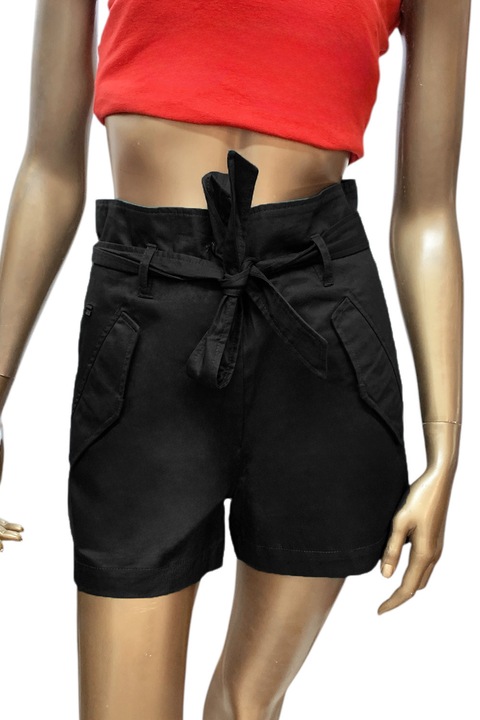 G-Star RAW Rovic High Waist Paperbag noi rovidnadrag 16113-38, Laza szabas, Roozon Twill, Pamut, W27, Fekete, 27