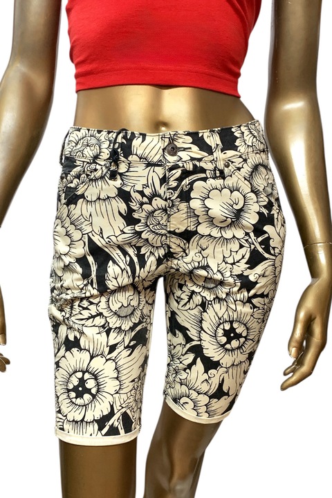 Pantaloni scurți de damă G-Star RAW Shortjeans STRG, Lucas Canvas Dazzle, Bumbac, Alb/Negru, Alb/Negru