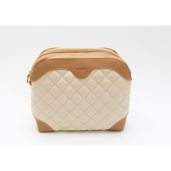 Klasszikus női táska AMORE Gabriella, krémszínű