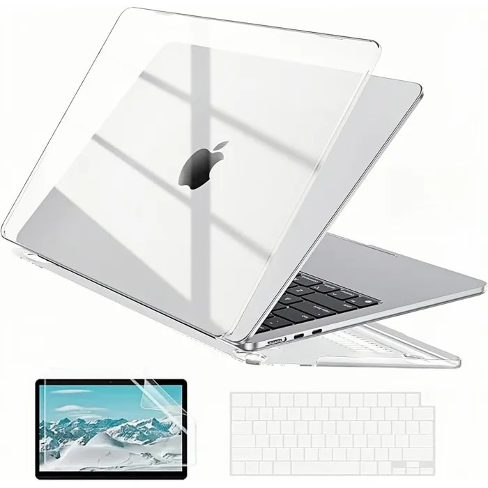 Carcasa de protectie pentru MacBook Air 13 inch M4 M3 M2 (A3240/A2681/A3113) cu folie de ecran si capac pentru tastatura, material transparent