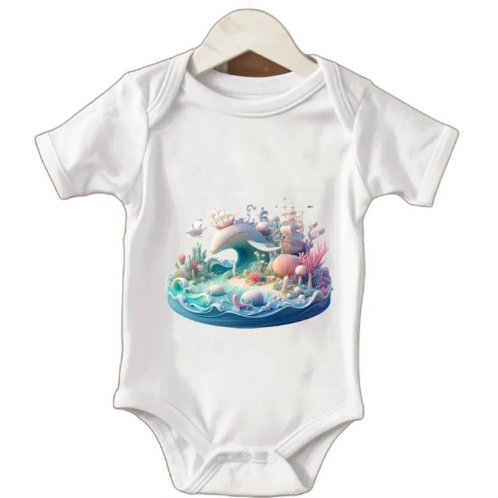 Body bebelusi cu maneca scurta, culoare Alb, marime 1-3luni0, Alb, One Size INTL