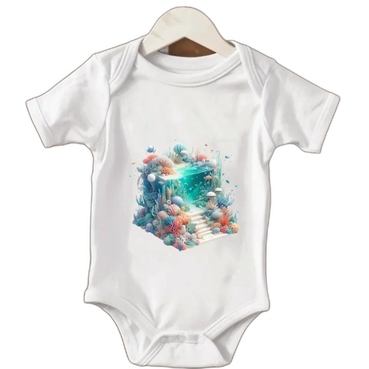 Body bebelusi cu maneca scurta, culoare Alb, marime 1-3luni