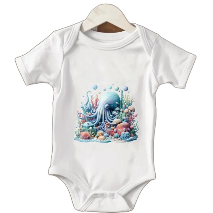 Body bebeluși, alb, bumbac, 3-6 luni