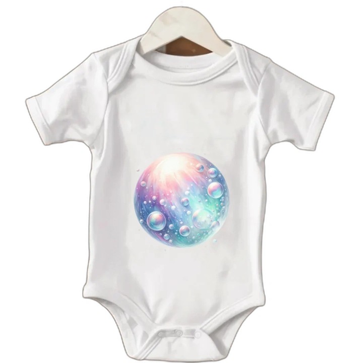 Body bebeluși alb, 3-6 luni, bumbac, mânecă scurtă 3