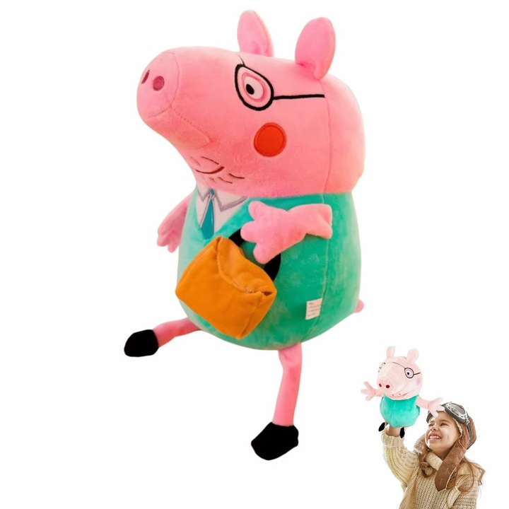 Jucarie de Plus Peppa Pig-Daddy Pig, 23 cm, Virtual Trend®