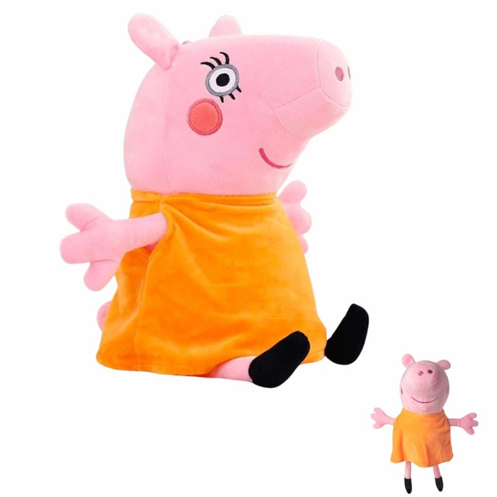 Jucarie de Plus Peppa Pig-Mummy Pig, 23 cm, Roz/Portocaliu, Virtual Trend®