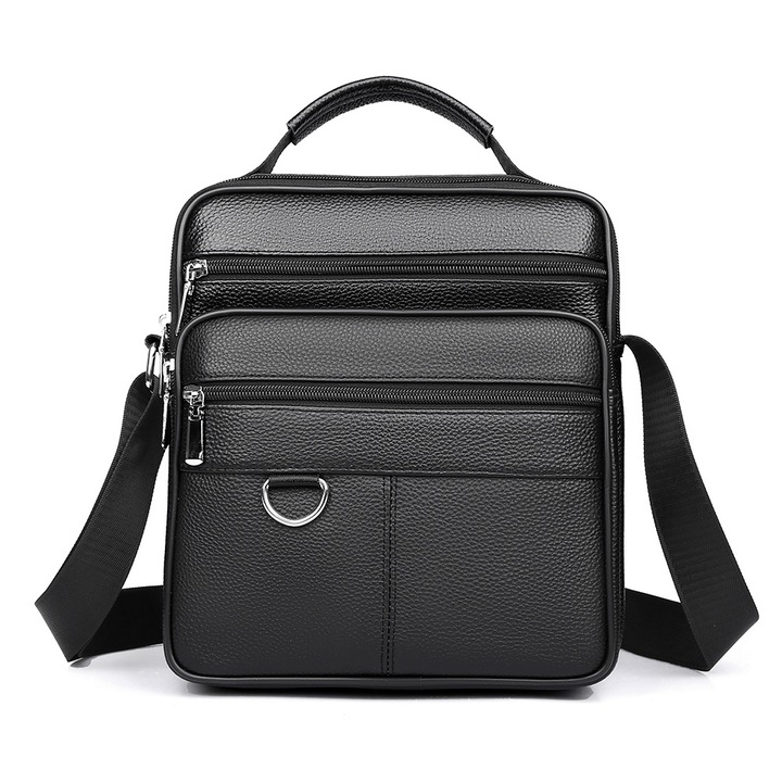 Borseta Barbati De Umar Camaterlot, Piele Pu, Buzunare Multiple, Poate Fi Purtata iN MaNa, Pe UmaR Sau Crossbody, Potrivita Pentru CaLaTorii, Serviciu sI Afaceri, 21x6x24cm, Neagra