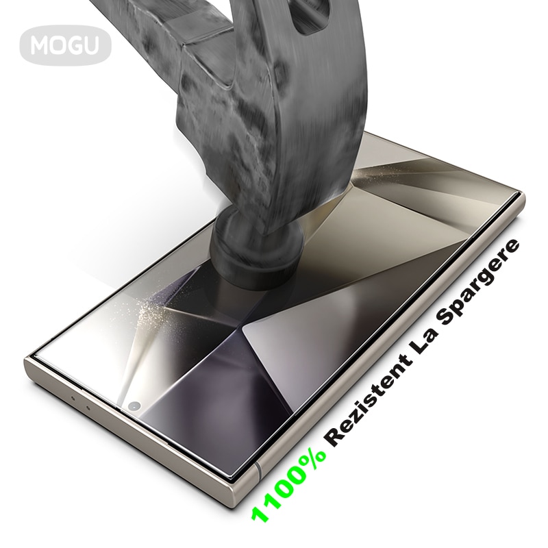 Set de 2 Folie de Protectie Pentru Telefon Mobil, Folie Sticla MOGU® Pentru Samsung S25 Ultra, Protectie Profesionala Ecran 3D, Full Cover, Anti Zgarieturi, Ultra HD, Vine cu un Dispozitiv Simplu de Instalare Pentru o Pozitionare Precisa, Transparenta