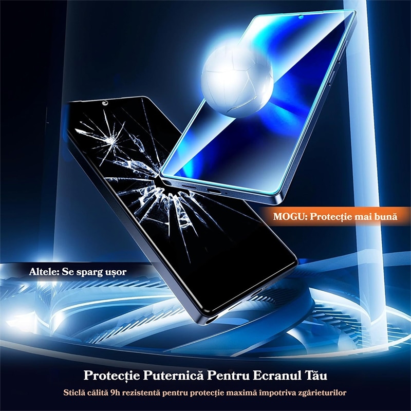 Set de 2 Folie de Protectie Pentru Telefon Mobil, Folie Sticla MOGU® Pentru Samsung S25 Ultra, Protectie Profesionala Ecran 3D, Full Cover, Anti Zgarieturi, Ultra HD, Vine cu un Dispozitiv Simplu de Instalare Pentru o Pozitionare Precisa, Transparenta