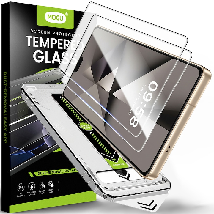 Комплект 2 протектора MOGU, Съвместими със Samsung Galaxy S26 Ultra, Против надраскване, Закалено стъкло 9H+, Super HD яснота, Олеофобна обработка, Комплект за инсталиране с незабавна настройка, Прозрачен