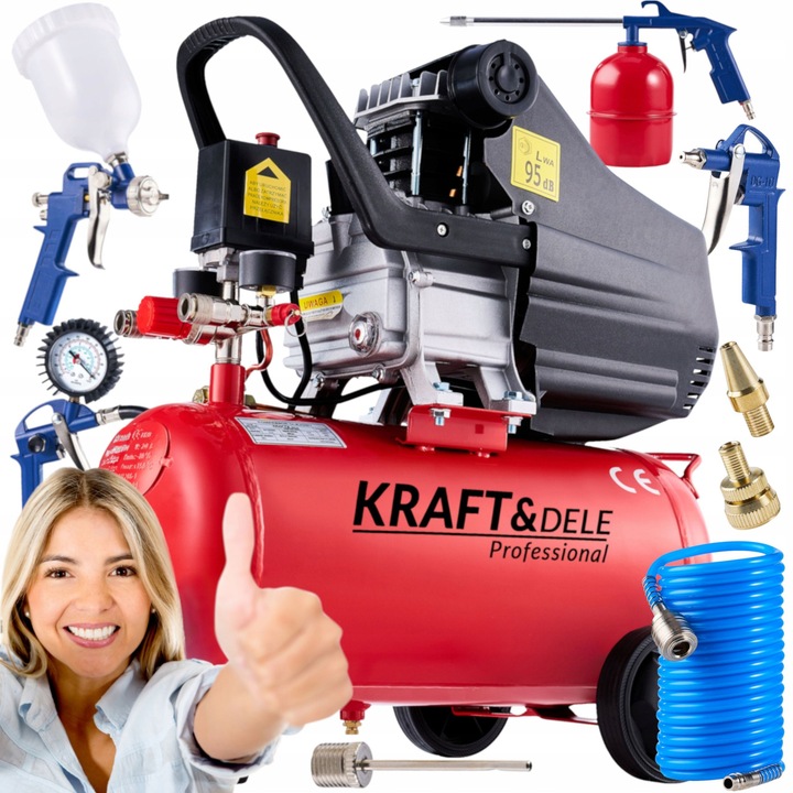 24 literes olajkompresszor + 8 az 1-ben készlet, Kraft&Dele, KD400-K3