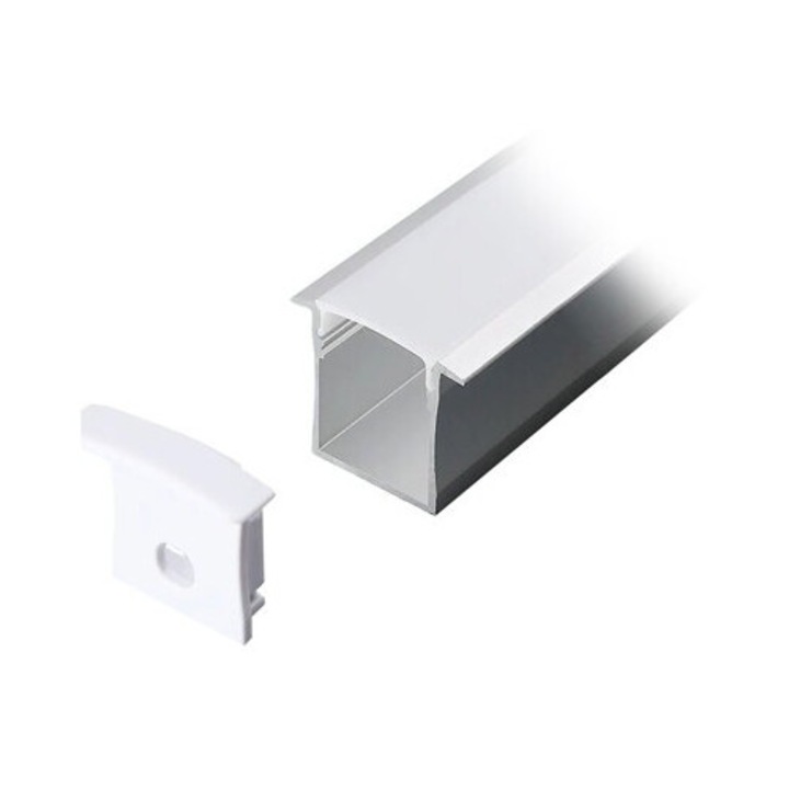 Profil aluminiu pentru bandă LED, V-TAC, 2m, 30x20mm, alb