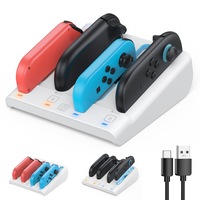 Statie de incarcare LYCENXI® pentru manete Joy-Con Nintendo Switch 2, Switch OLED si Switch 2017, 4 sloturi de incarcare magnetica, indicator LED incarcare, suport depozitare accesorii gaming, alb