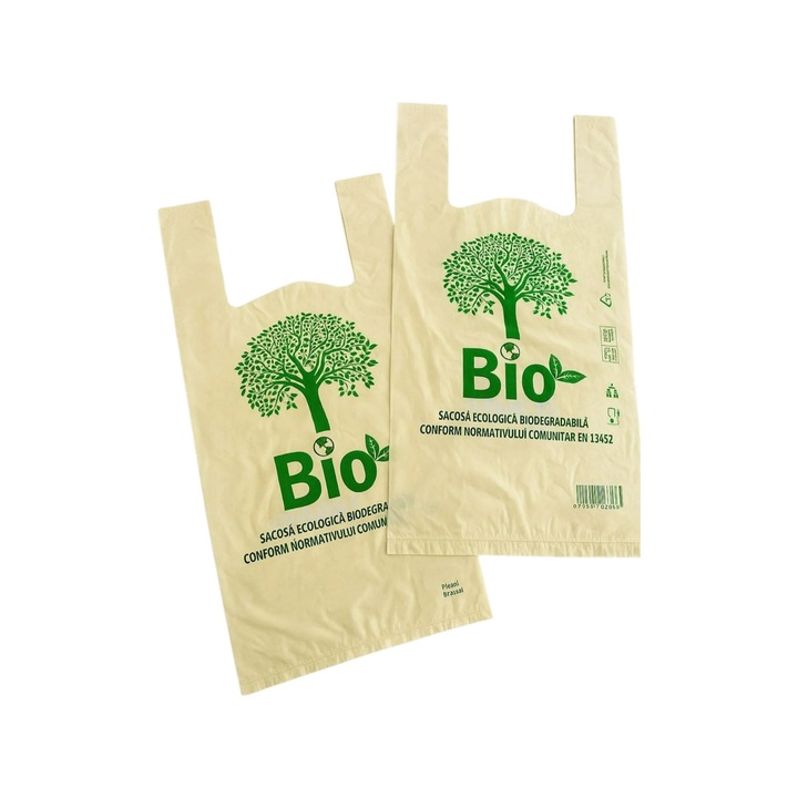 Sacosa Ecologica Biodegradabila Mare 42.5x31cm- (100buc/set)