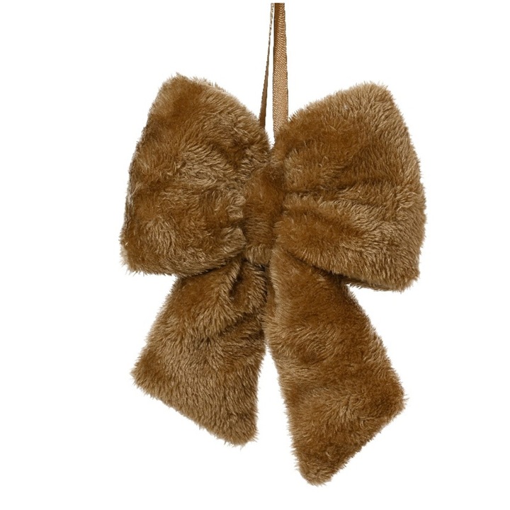 Decoratiune funda pentru brad din blana artificiala, 7x21x30 cm, maro