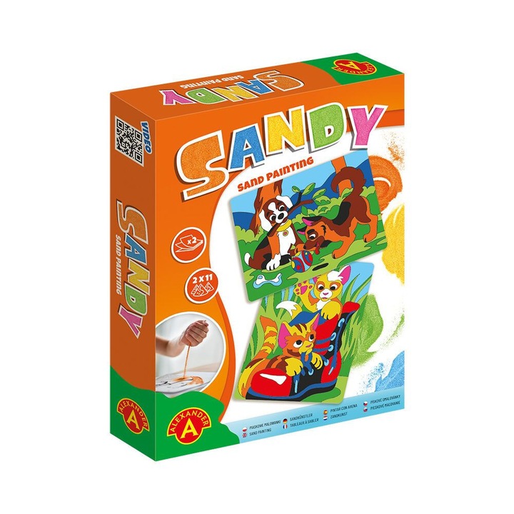 Комплекти за рисуване с пясък, Александър, Санди, 2 изображения, 22 торбички с цветен пясък