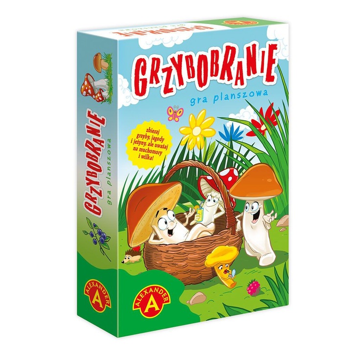 Настолна игра, Александър, Grzybobranie mini, 12 жетона с гъби, 4 играчи, многоцветна, малък размер